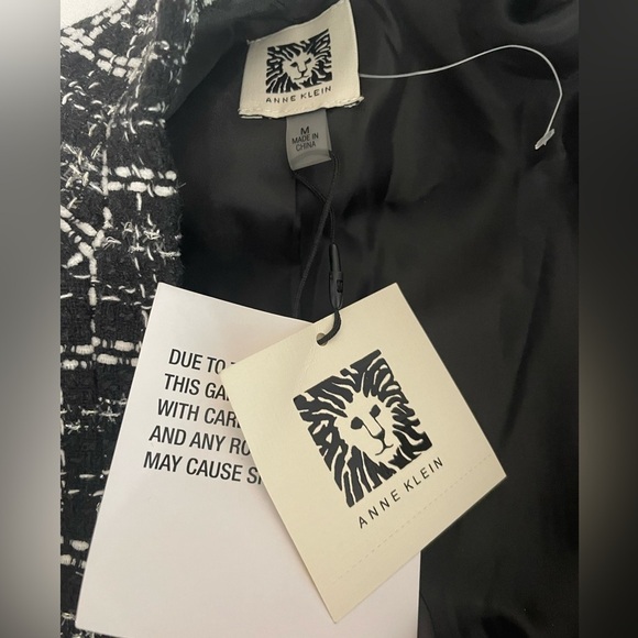 NWT Anne Klein Tweed 3/4- Sleeve Open Front Jacket in Black/White. Size Medium - Picture 8 of 9